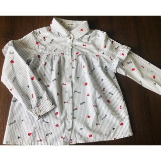 ベベ(BeBe)の美品☆べべ  SLAP SLIP 130 長袖シャツ　ブラウス　フリル　ハート　(Tシャツ/カットソー)