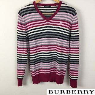 バーバリーブラックレーベル(BURBERRY BLACK LABEL)の美品 BURBERRY BLACK LABEL 長袖ニット ボーダー サイズ2(ニット/セーター)