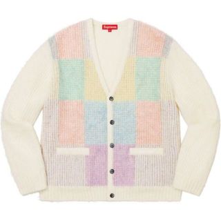 シュプリーム(Supreme)の送込 S Supreme Brushed Grid Cardigan White(カーディガン)