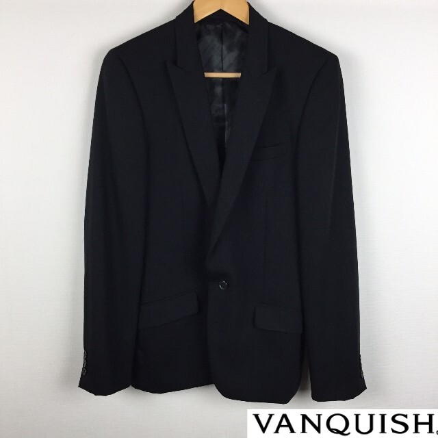色ブラック美品 ヴァンキッシュ 長袖テーラードジャケット ブラック サイズ46