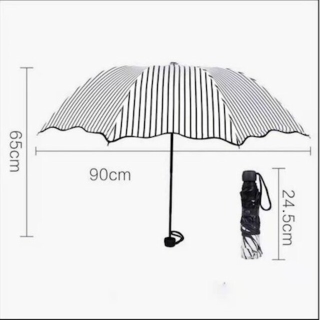 折りたたみ　日傘　UVカット遮光　遮熱　晴雨兼用　撥水加工折りたたみ傘ストライプ レディースのファッション小物(傘)の商品写真