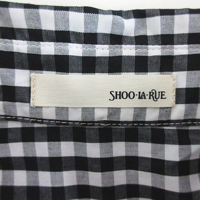 SHOO・LA・RUE(シューラルー)のシューラルー シャツワンピース フレンチスリーブ ロング丈 チェック F 黒×白 レディースのワンピース(ロングワンピース/マキシワンピース)の商品写真