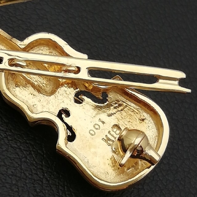 K18YG✨ブローチ&時々ペンダントトップ✨金バイオリン????さりげなくオシャレ 4