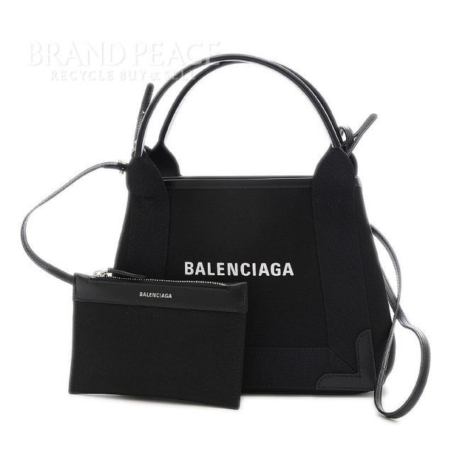 Balenciaga - バレンシアガ ネイビーカバスXS 2Wayハンドバッグ キャンバス ブラック 3
