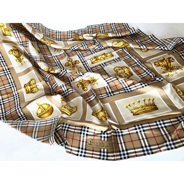 イタリア製Burberry バーバリー◆レア柄シルク大判スカーフ★87×88㎝ | フリマアプリ ラクマ