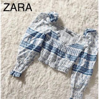 ザラ(ZARA)の本日限定価格✳︎美品✳︎ZARA ショート丈トップス　アジアン　Sサイズ(カットソー(長袖/七分))