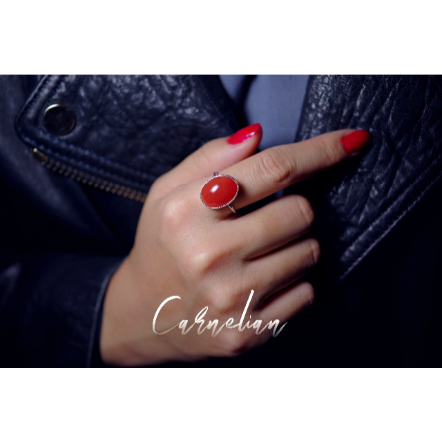新作『 カーネリアン』世界でひとつの天然石リングsv925+ロジウムコーティング レディースのアクセサリー(リング(指輪))の商品写真