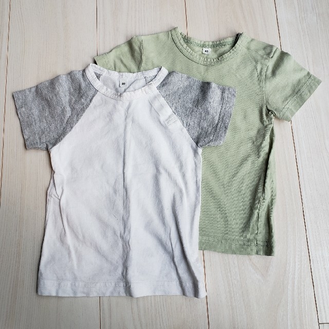 MUJI (無印良品)(ムジルシリョウヒン)のTシャツ 80 2枚セット 無印良品 キッズ/ベビー/マタニティのベビー服(~85cm)(Ｔシャツ)の商品写真