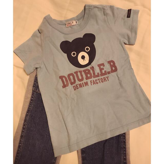 DOUBLE.B(ダブルビー)のミキハウス ダブルビー  デニムパンツ Tシャツセット 100サイズ キッズ/ベビー/マタニティのキッズ服男の子用(90cm~)(パンツ/スパッツ)の商品写真