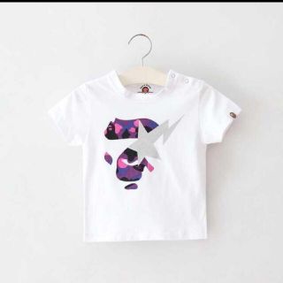 アベイシングエイプ(A BATHING APE)のBAPE KIDS ABC CAMO APE FACE ON BAPESTA(Tシャツ/カットソー)