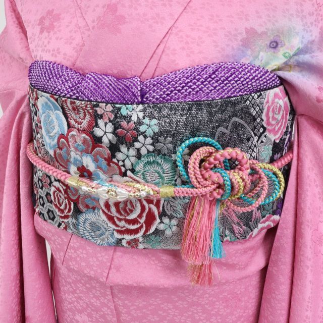 新品 高級振袖 長尺 *袷着物 辻が花模様 ピンク銀通し桜の地紋 新品 高級振袖 長尺 *袷着物 辻が花模様 ピンク銀通し桜の地紋