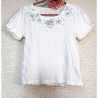 シークレットハニー(Secret Honey)のシークレットハニー 貝殻リボンモチーフ半袖カットソー2M9号美品Tシャツ(カットソー(半袖/袖なし))