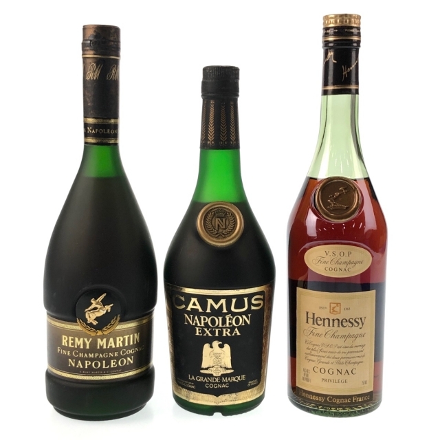 3本 REMY MARTIN CAMUS Hennessy コニャックバイセルブランデーセット