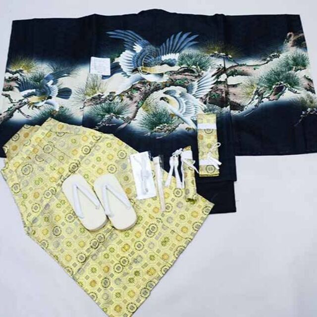 七五三 五歳 男児 羽織袴フルセット 金刺繍 黒地 鷹 袴変更可 NO37131 ...