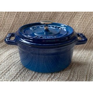 ストウブ(STAUB)の希少 STAUB ストウブ ピコ ココット ラウンド  鍋 10cm ブルー(鍋/フライパン)