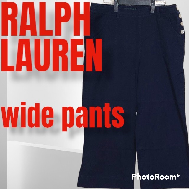 Ralph Lauren(ラルフローレン)の☆ビッグシルエット☆ラルフローレン ワイドパンツ L相当 ネイビー カジュアル メンズのパンツ(その他)の商品写真