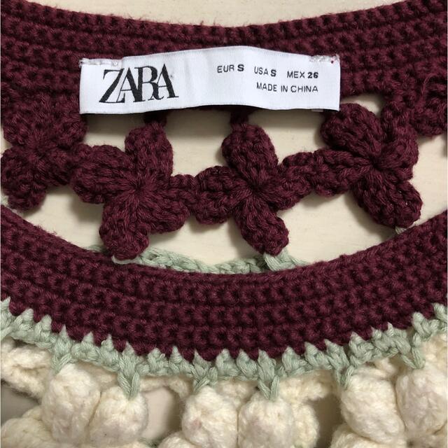 ZARA(ザラ)のZARA  ザラ　花柄　クロシェ編み　ニット　S レディースのトップス(ニット/セーター)の商品写真