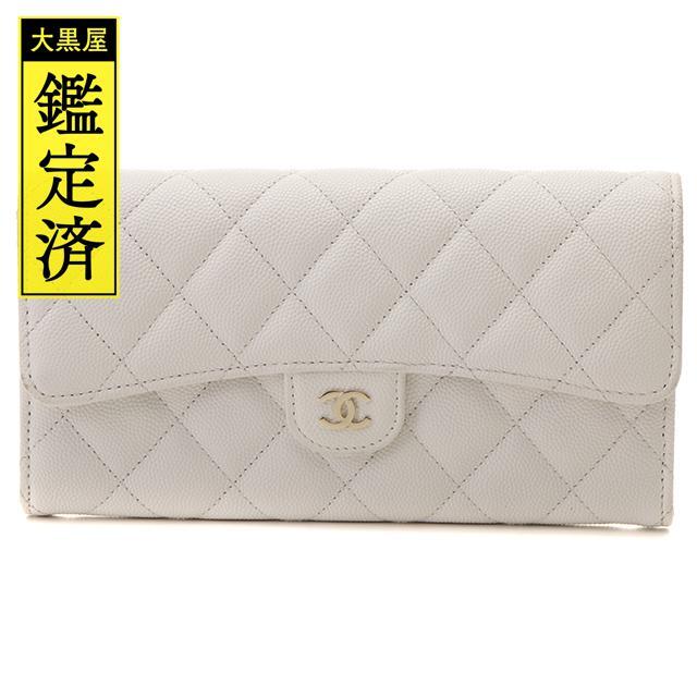 CHANEL(シャネル)のシャネル 長財布 キャビアスキン マトラッセ 長財布 ホワイト【434】 レディースのファッション小物(財布)の商品写真