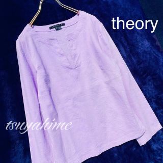 セオリー(theory)の涼やか リネン ブラウス ラベンダー 麻 爽やか 素敵 ストレッチ 春夏物(シャツ/ブラウス(長袖/七分))