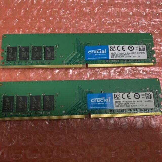 デスクトップPC用メモリ DDR4-2666 16GB(8GBx2枚) スマホ/家電/カメラのPC/タブレット(PCパーツ)の商品写真