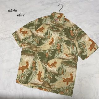 柄シャツ　総柄　花柄　デザインシャツ　アロハシャツ　鯉　vintage 古着(シャツ)