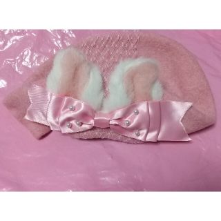 アンジェリックプリティー(Angelic Pretty)のアンジェリックプリティ ベレー帽 猫耳 ピンク(ハンチング/ベレー帽)