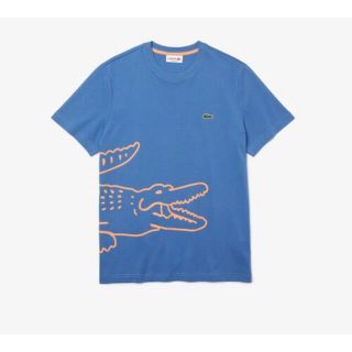 ラコステ(LACOSTE)のラコステ　オーガニックコットンビッグワニロゴプリントTシャツ　ライトブルー　L(Tシャツ/カットソー(半袖/袖なし))