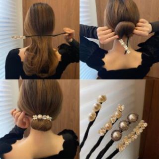 ヘアアクセサリー ワイヤーポニー 黒丸タイプ ヘアアレンジ(バレッタ/ヘアクリップ)