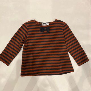 ベベ(BeBe)の☆美品☆birthdayparty BeBe ボーダー　キッズベビーロンT 茶色(Tシャツ/カットソー)