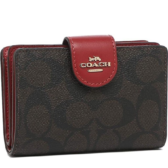COACH(コーチ)のシグネチャー ブラウン レッド レディース COACH C0082 IMRVQ レディースのファッション小物(財布)の商品写真