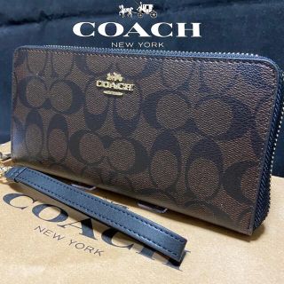 コーチ(COACH)のプレゼントにも❤️2021新作 コーチ 長財布 ストラップ付ダークブラウン(長財布)