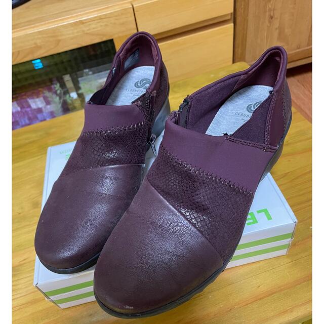 clarks パープル　チャンキーパンプス