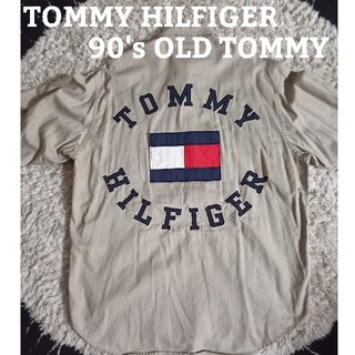 トミーヒルフィガー(TOMMY HILFIGER)の美品✨９０年代オールドトミー　ビッグロゴ刺繍シャツ　ヴィンテージ　オーバーサイズ(シャツ)