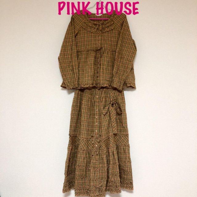 PINK HOUSE - 【ピンクハウス＊セットアップ】2点　ブラウス　トップス　スカート　チェック　上品