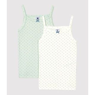 プチバトー(PETIT BATEAU)のちく様専用　6a 針抜きキャミソール２枚組 ドットグリーン・白(下着)