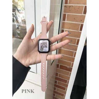 Apple Watch 本革 レザー ベルト (ピンク) アップルウォッチ(腕時計)