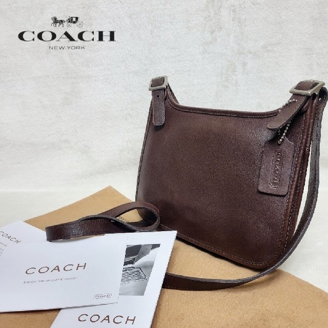 COACH オールドコーチ　ショルダーバッグ 斜め掛け チャーム 茶色 9142