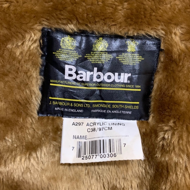 Barbour(バーブァー)のBarbour パイルファーライナーベスト 英国製 C38 90's メンズのトップス(ベスト)の商品写真