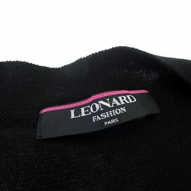 LEONARD(レオナール)のレオナール LEONARD カーディガン ロングジレ ニット M 黒 白 レディースのトップス(カーディガン)の商品写真