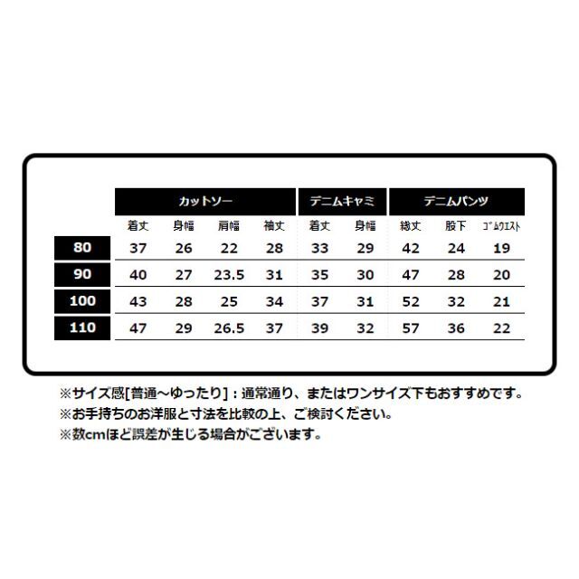 110cm〔フリルデニムコーデ3点セットアップ〕女の子 パンツ 子供長袖Tシャツ