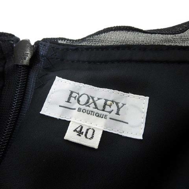 FOXEY(フォクシー)のフォクシー FOXEY ワンピース ノースリーブ シルク レース M 40 黒 レディースのワンピース(ロングワンピース/マキシワンピース)の商品写真