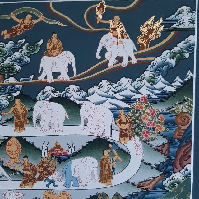 心からの解放 ニルバーナへの道 肉筆タンカ ネパール製 - 絵画
