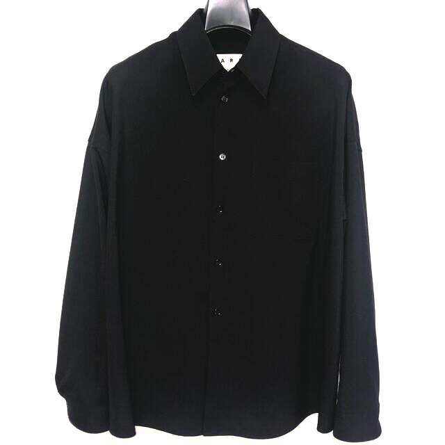 マルニ marni トロピカルウールシャツ 44 黒 ブラック 総合福袋 www