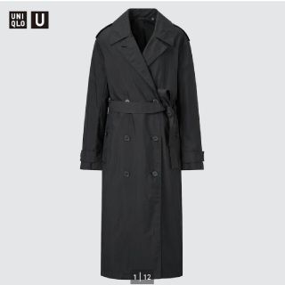 ユニクロ(UNIQLO)のユニクロユーUNIQLO U オーバートレンチコート男女兼用Sブラック(トレンチコート)