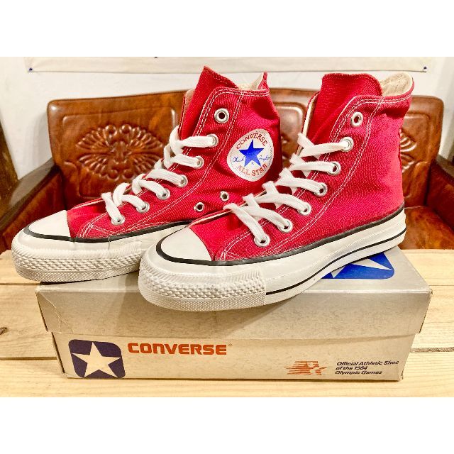 CONVERSE - ☆80s!USA!レア!コンバース オールスター 赤 銀箱 CONVERSE - ☆80s!USA!レア!コンバース オールスター 赤 銀箱