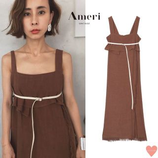 アメリヴィンテージ(Ameri VINTAGE)の【 AMERI 】アメリ SLENDER BELT FRINGE DRESS(ロングワンピース/マキシワンピース)