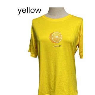 yellow イエローカジュアルTシャツ 可愛い春夏(Tシャツ(半袖/袖なし))