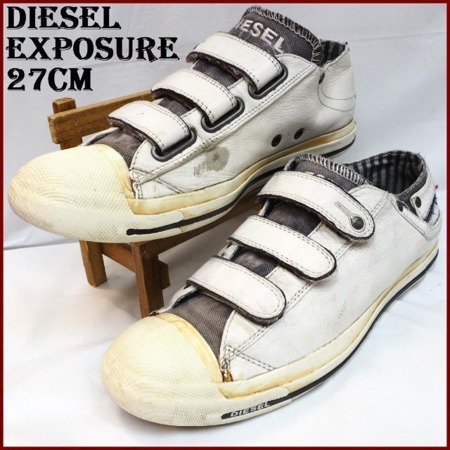 DIESEL(ディーゼル)のDIESEL EXPOSURE STRAPベルクロ レザースニーカー27cm白 メンズの靴/シューズ(スニーカー)の商品写真