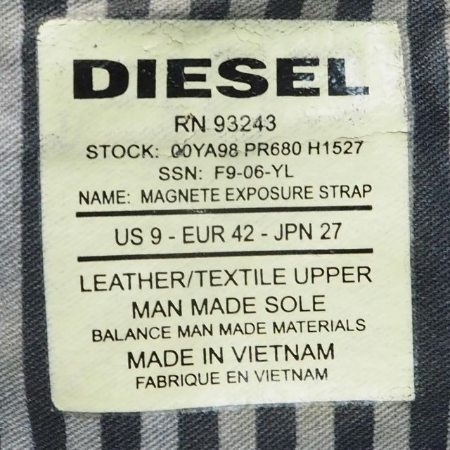DIESEL(ディーゼル)のDIESEL EXPOSURE STRAPベルクロ レザースニーカー27cm白 メンズの靴/シューズ(スニーカー)の商品写真