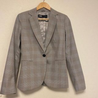 ザラ(ZARA)のZARA チェック柄　ジャケット　グレー　ブルー(テーラードジャケット)